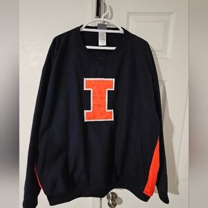Men's University Of Illinois Navy And Blue Pull Over Windbreaker Jacket